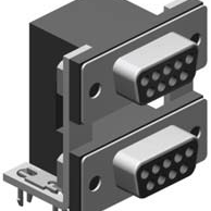 D-Sub, Dual Port, Right Angle, Through Hole, 9+9 Contacts, Female, Tin/Gold, 4-40 UNC Jack Screw + Board Locks