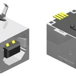 USB, Type B, 2.0, Right Angle, Tin/Gold, Black, 4 Contact, Through Hole, Female