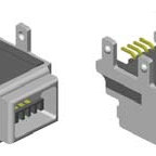 USB, IEEE 1394, Right Angle, Tin/Gold, Black, 4 Contact, Through Hole, Female
