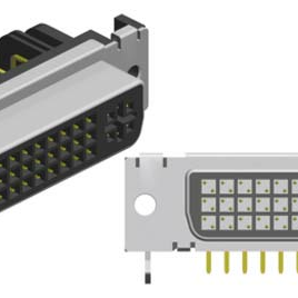 Display Connector, DVI, Analog & Digital, Right Angle, Tin/Gold, White, 29 Contact, Through Hole, Female