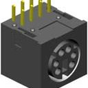 Mini Din, Non Shielded, Right Angle, Tin/Gold, , 7 Contact, Through Hole, Female