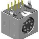 Mini Din, Shielded, Right Angle, Silver, , 8 Contact, Through Hole, Female