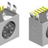 Mini Din, Shielded, Right Angle, Tin/Gold, , 6 Contact, Through Hole, Female