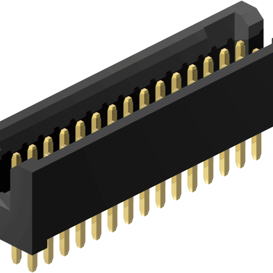 1.27mm Pitch, 2 Row, Vertical, Through Hole, Header, Box, Shrouded, 3.1mm Mating Pin Height, Gold, 40 Contacts